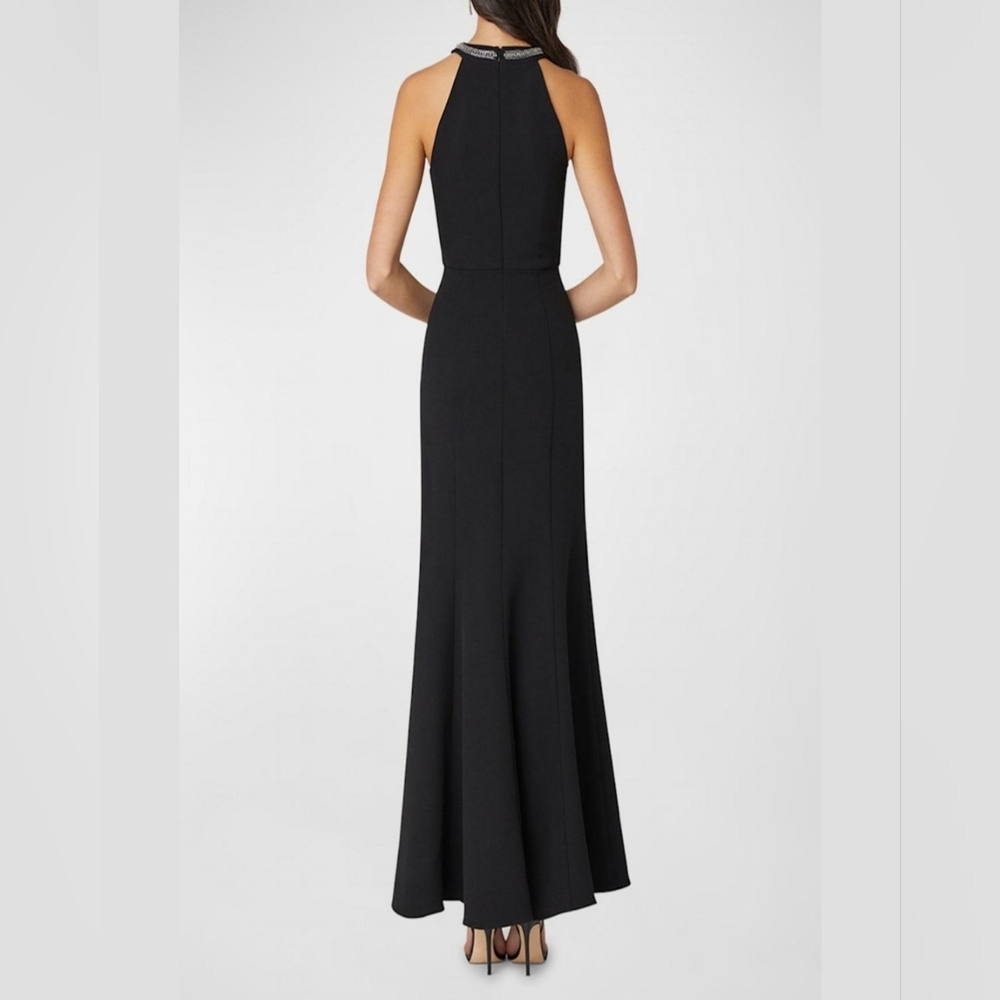 SHOSHANNA Beaded Crepe Elegant Black Evening Trumpet Gown - Size 0 - Picture 2 of 4